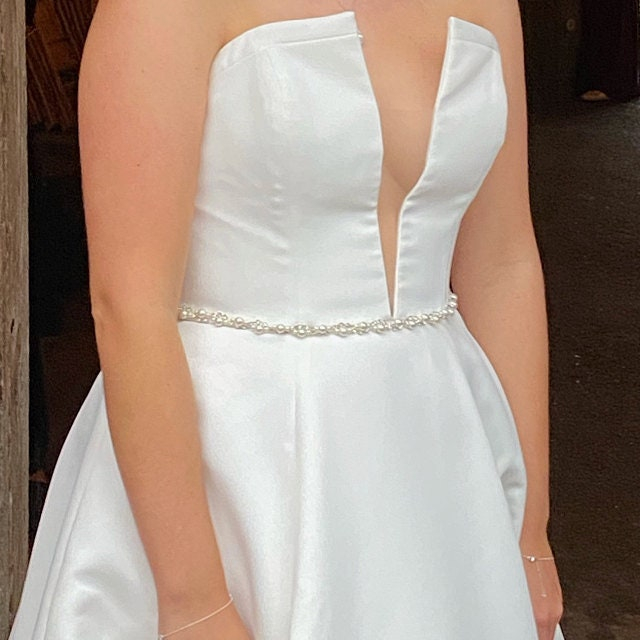 Ivory Pearl Vine Bridal Sash Belt