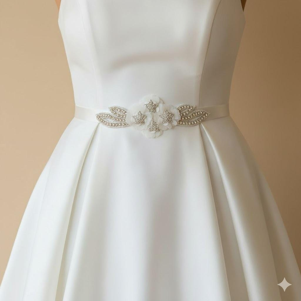 Ivory Floral Bridal Sash Belt